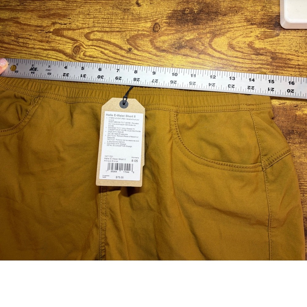 Prana Halle E-Waist Short II Antique Bronze Women Size 8 Hiking Shorts NWT - Picture 7 of 7